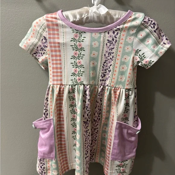 Floral Striped Kids Dress - Multicolor - Picture 3 of 3